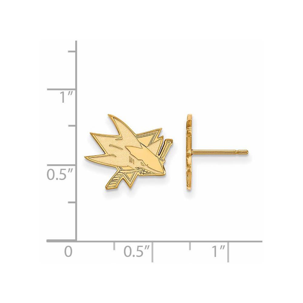 14K Yellow Gold NHL LogoArt San Jose Sharks Small Post Earrings