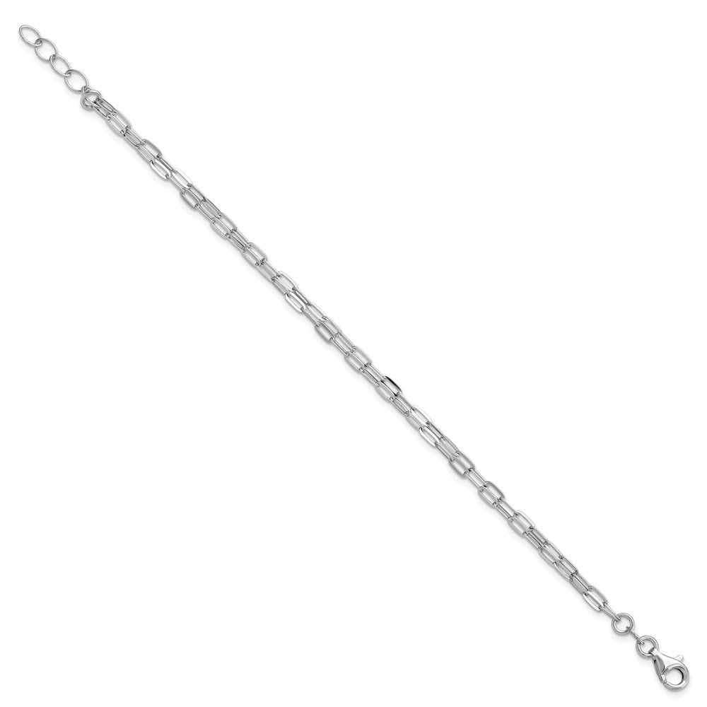 Sterling Silver Rhodium-plated Multi-strand w/ 1in Bracelet 8  inches