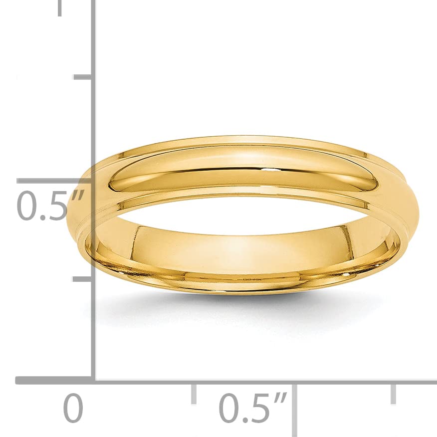 Primal Gold 14 Karat Yellow Gold 4mm Half Round with Edge Band Size 5.5