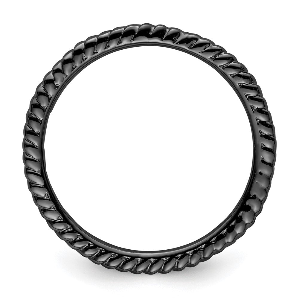 Sterling Silver Stackable Expressions Black-plated Twisted Ring Size -9