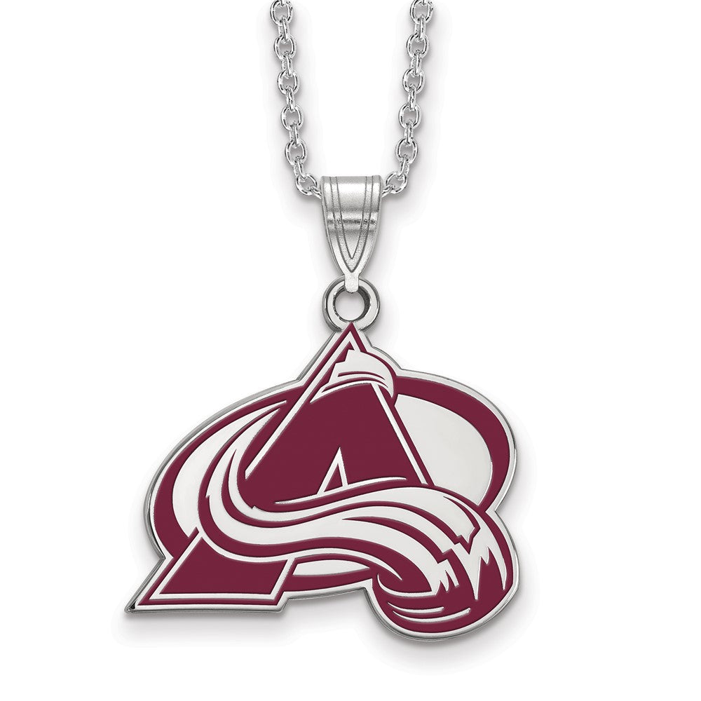 Sterling S. Rh-p NHL LogoArt Colorado Avalanche Large Enamel Necklace