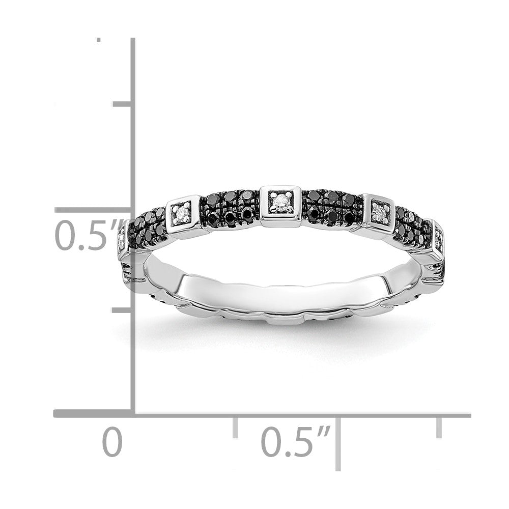 Sterling Silver Stackable Expressions Black & White Diamond Ring