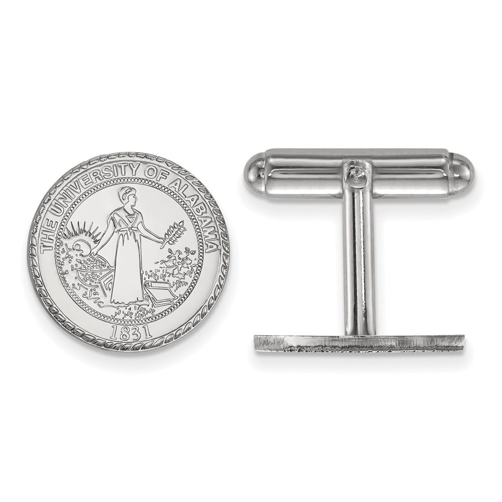 Sterling Silver Rhodium-plated LogoArt University of Alabama Crest Cuff Links Q-SS081UAL