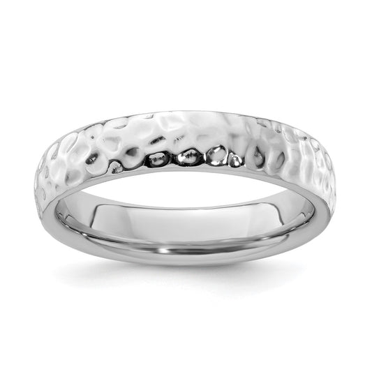 Sterling Silver Stackable Expressions Rhodium Ring Size -9