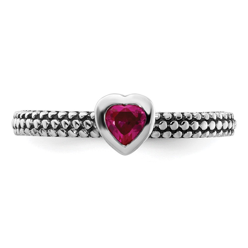 Sterling Silver Stackable Expressions Polished Cr.R Heart Ring Size -9