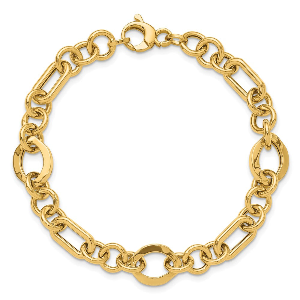 14K Polished Fancy Link Bracelet 7.5  inches