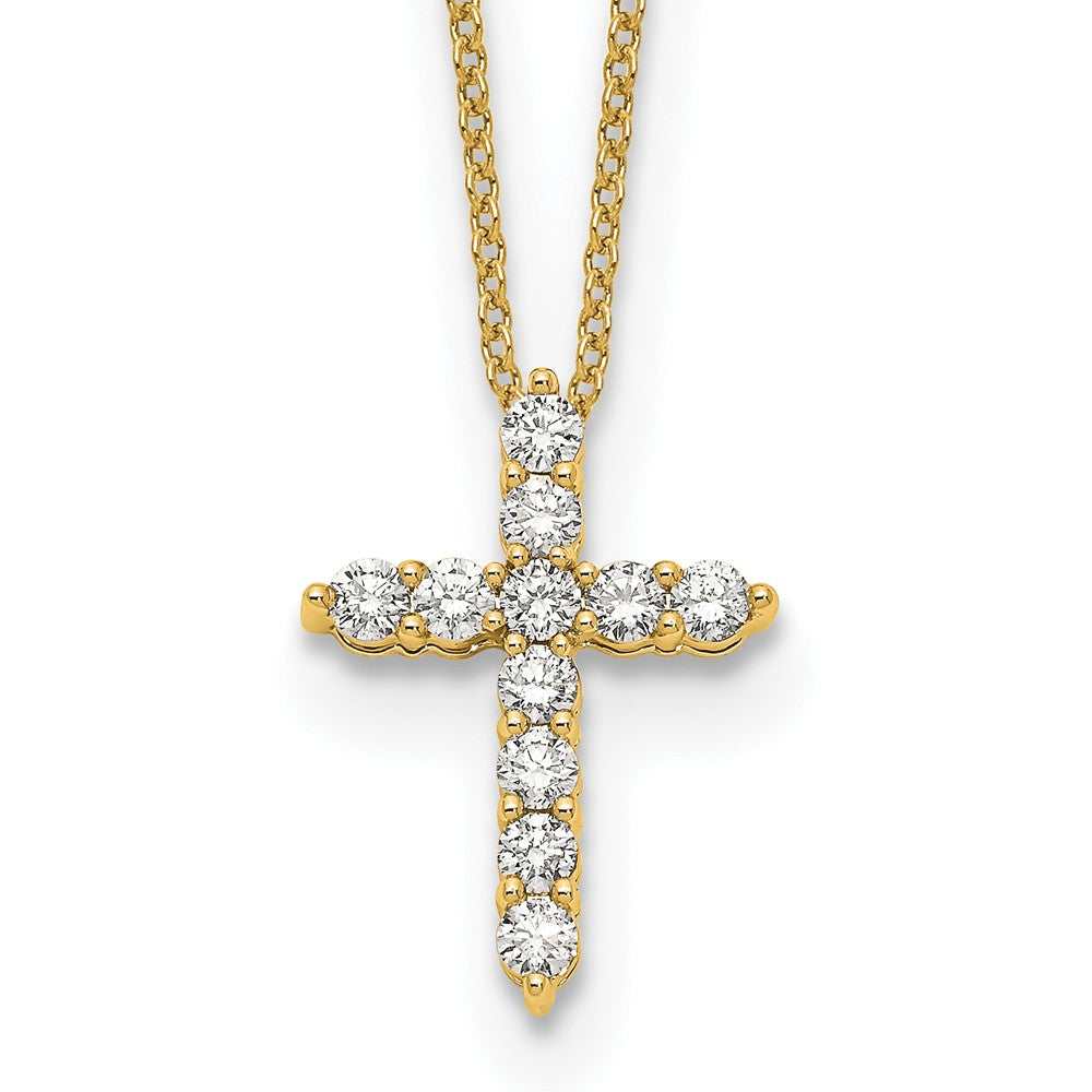 True Origin 14k 1/2 carat Lab Grown Diamond VS DEF 18 inch Cross Pendant Necklace