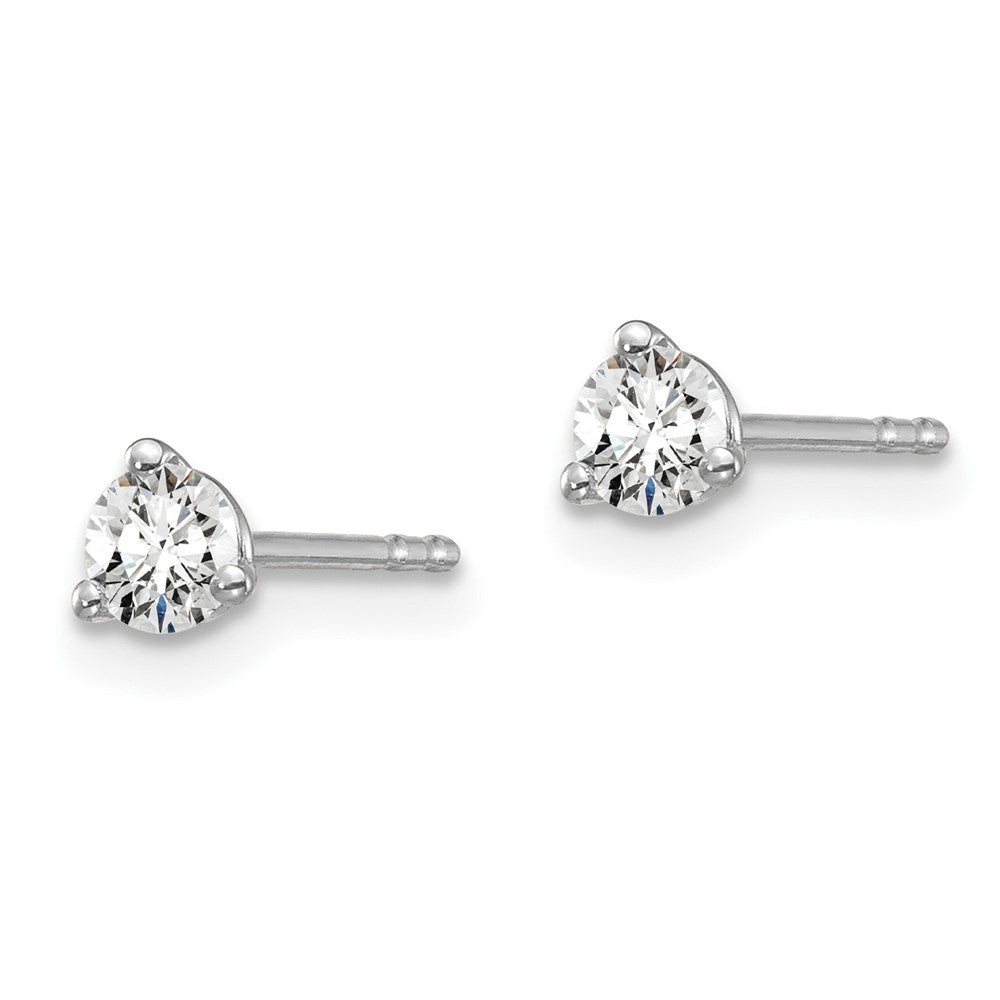 14k White Gold 1/4 ctw Lab Grown Diamond VS/SI+ G+ Round 3 Prong Heavy Wt. Stud Earrings