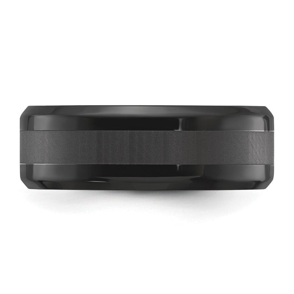Chisel Stainless Steel Polished Black IP-plated Brushed Center 8mm Band Size - 10.5