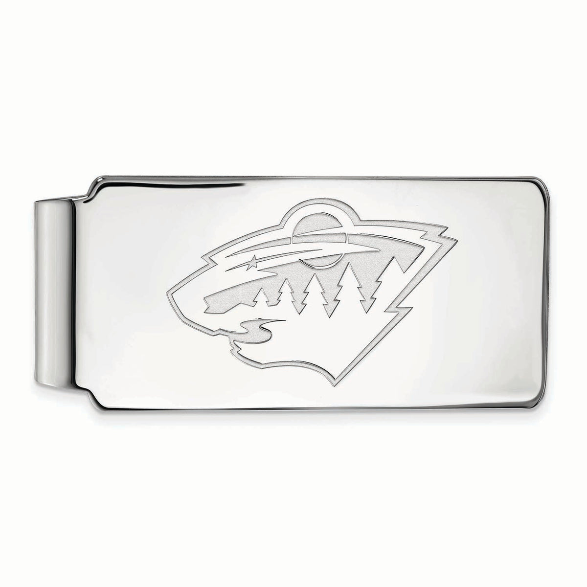 Sterling Silver Rhodium-plated NHL LogoArt Minnesota Wild Money Clip Q-SS016WIL