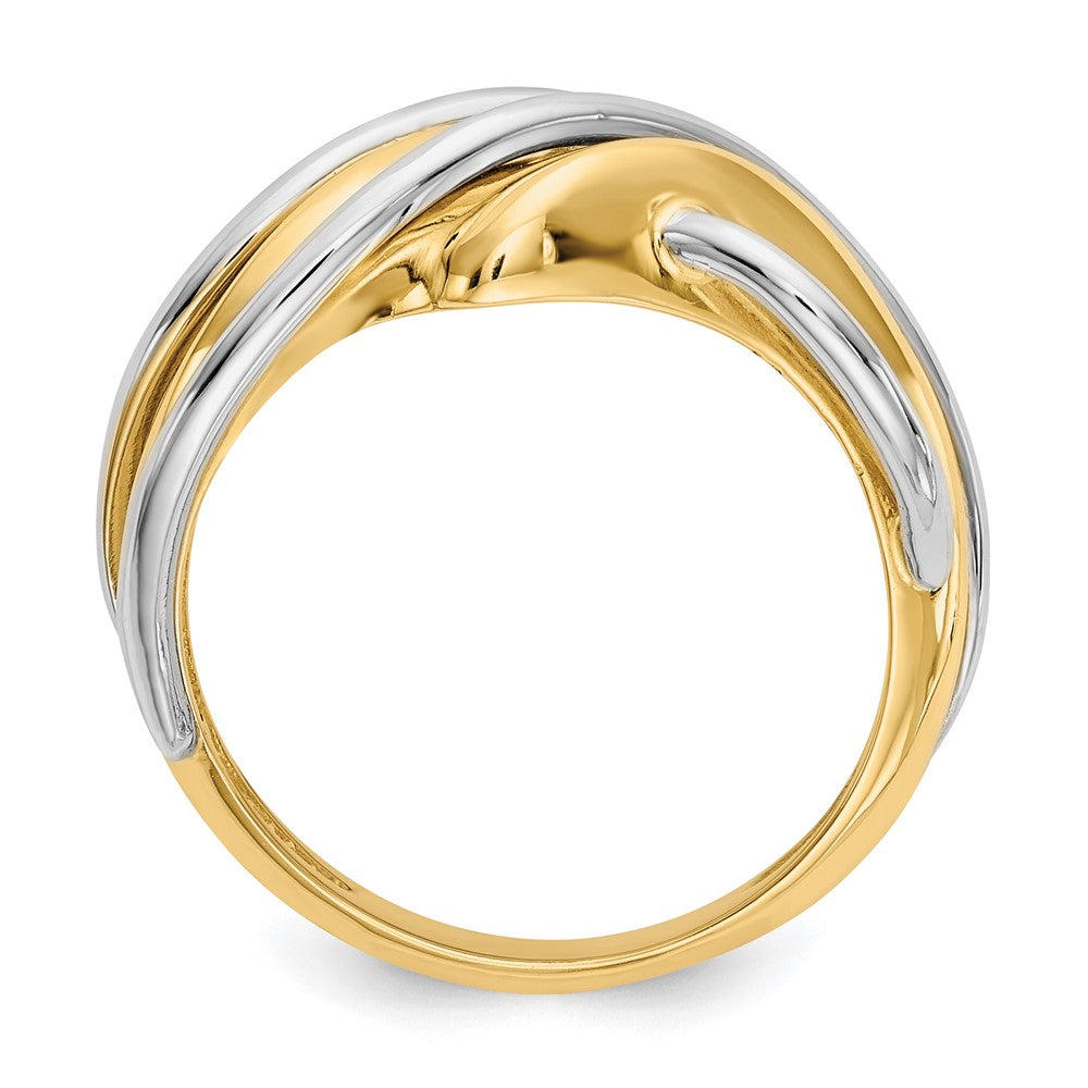 14k Two-tone Wave Ring Size 7