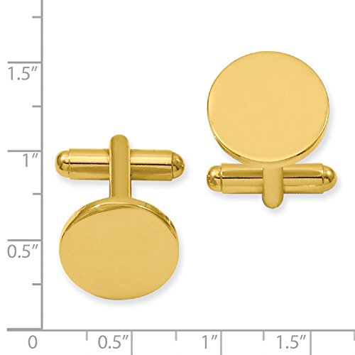 Kelly Waters Gold-plated Polished Round Engravable Cuff Links QGP3771
