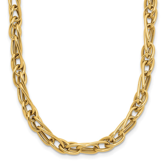 10K Polished Fancy Link w/1in ext. Necklace