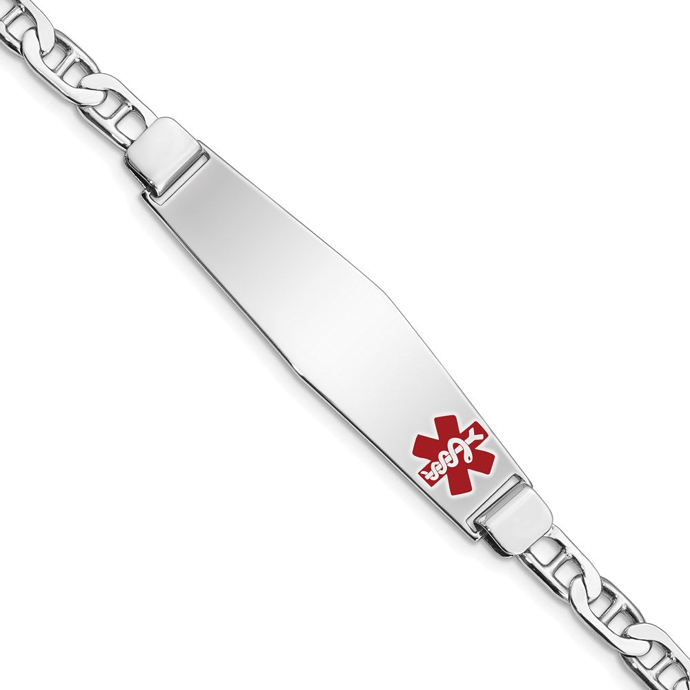 Sterling Silver Rhodium-plated Medical ID Anchor Link Bracelet 7 inches