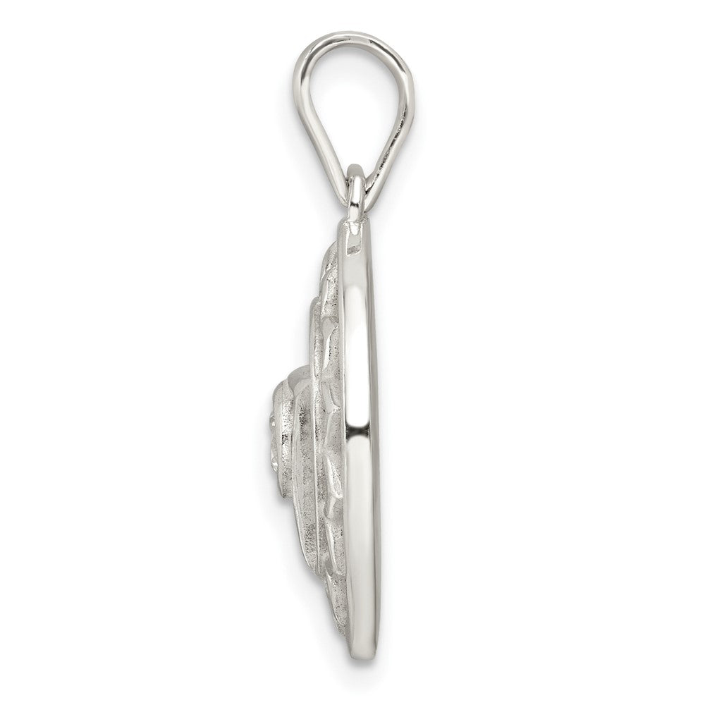 Sterling Silver CZ Throat Chakra Filigree Pendant