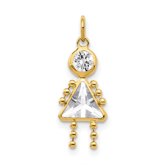 10k April Girl Birthstone Charm
