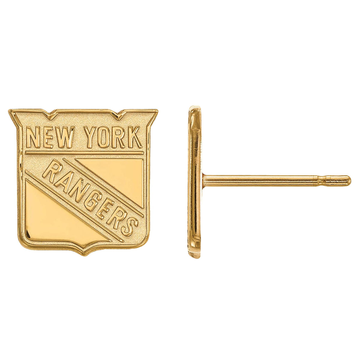 Sterling Silver 14k Yellow Gold Plated NHL New York Rangers XS Post Earrings