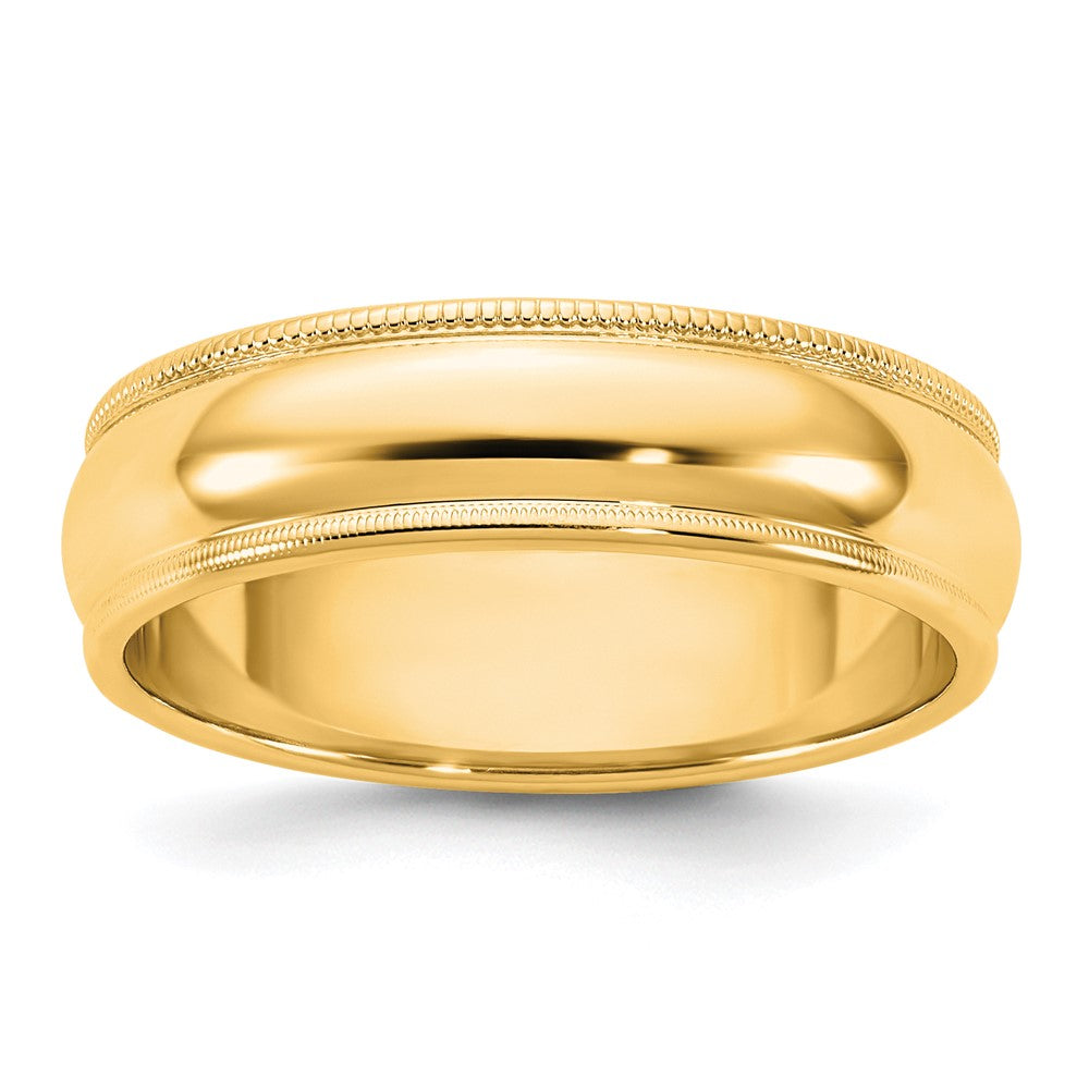14KY 5.5mm Milgrain Half Round Band Size 5