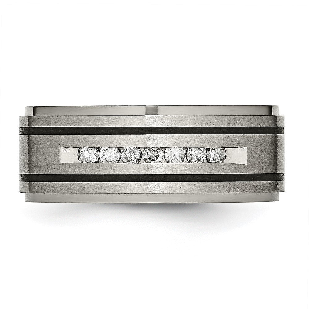 Titanium Polished/Brushed Enameled 1/4ct tw. Diamond 9mm Band Size - 9