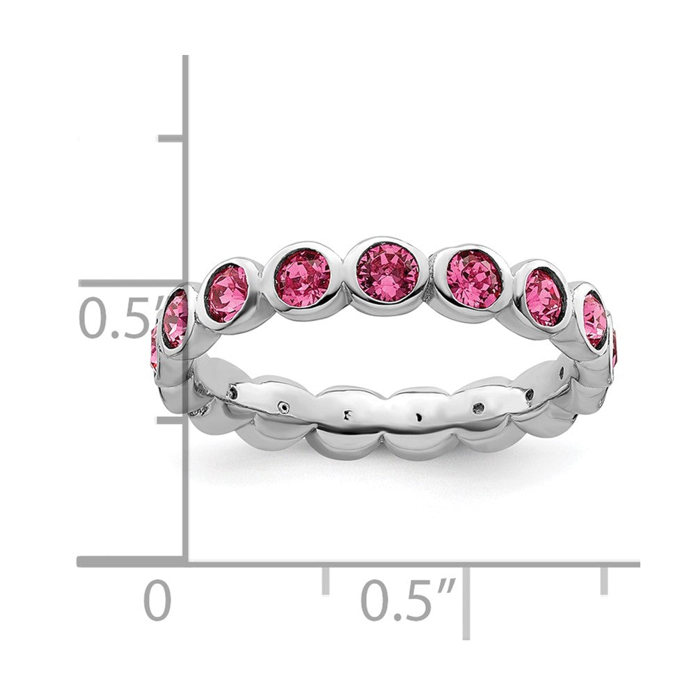 Sterling Silver Stackable Expressions October Crystal Ring Size -5