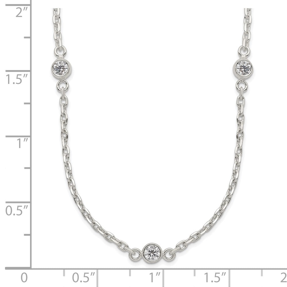 Sterling Silver Polished 5-Station CZ Necklace 18 Inches