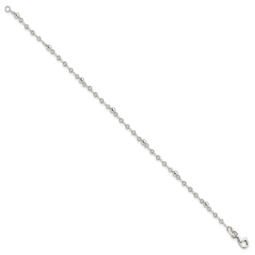 Sterling Silver Polished Fancy Bead Bracelet 7.5 inches