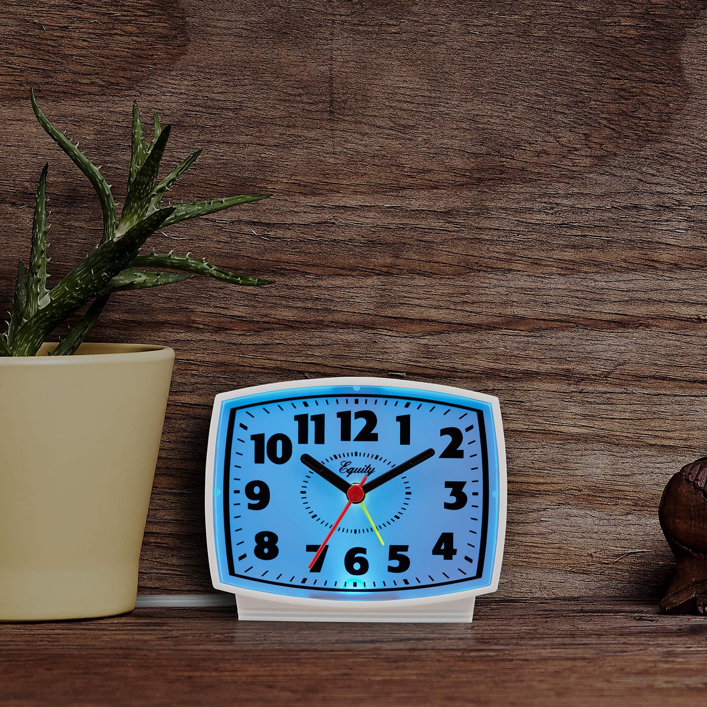 Equity by La Crosse White Corded Electric Analog Alarm Clock with Backlight, 33100