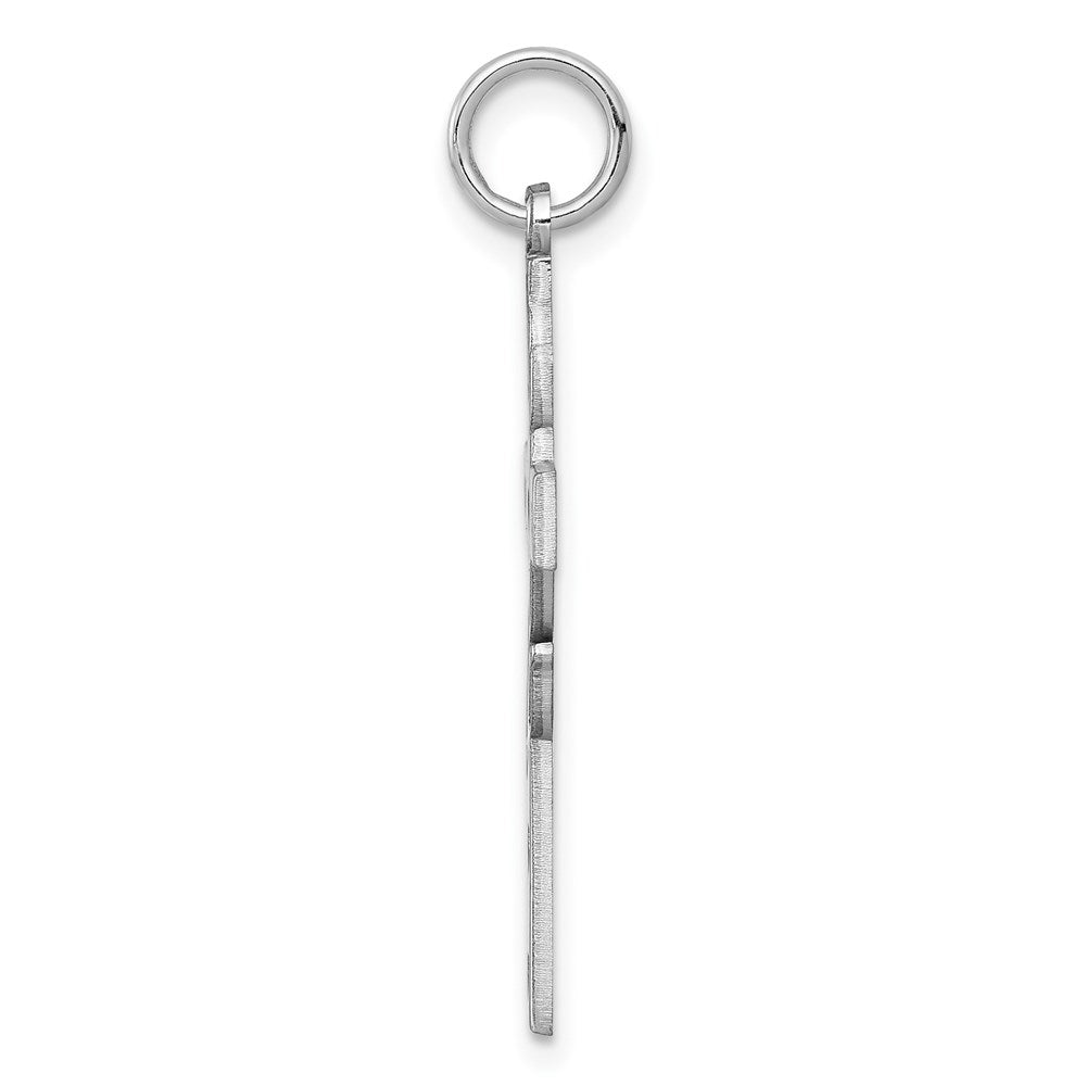 Sterling Silver Rhodium-plated Laser Designed Cross Pendant