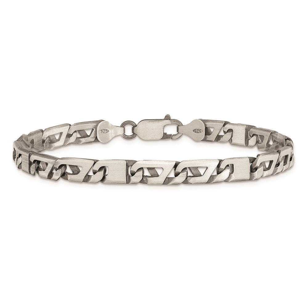 Sterling Silver Antiqued Brushed Link Bracelet 8.25 inches