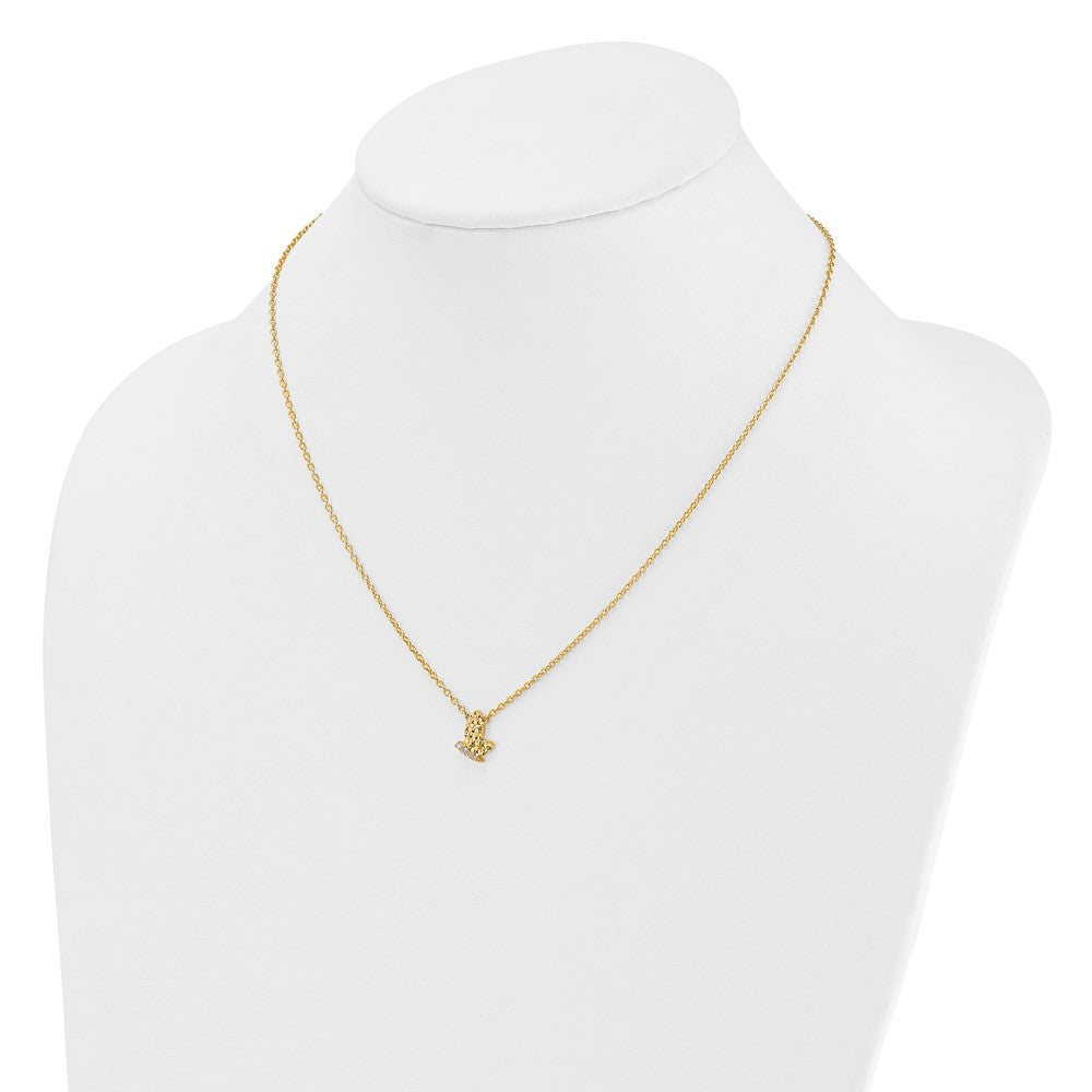 14K Polished and Hammered Diamond Butterfly Necklace