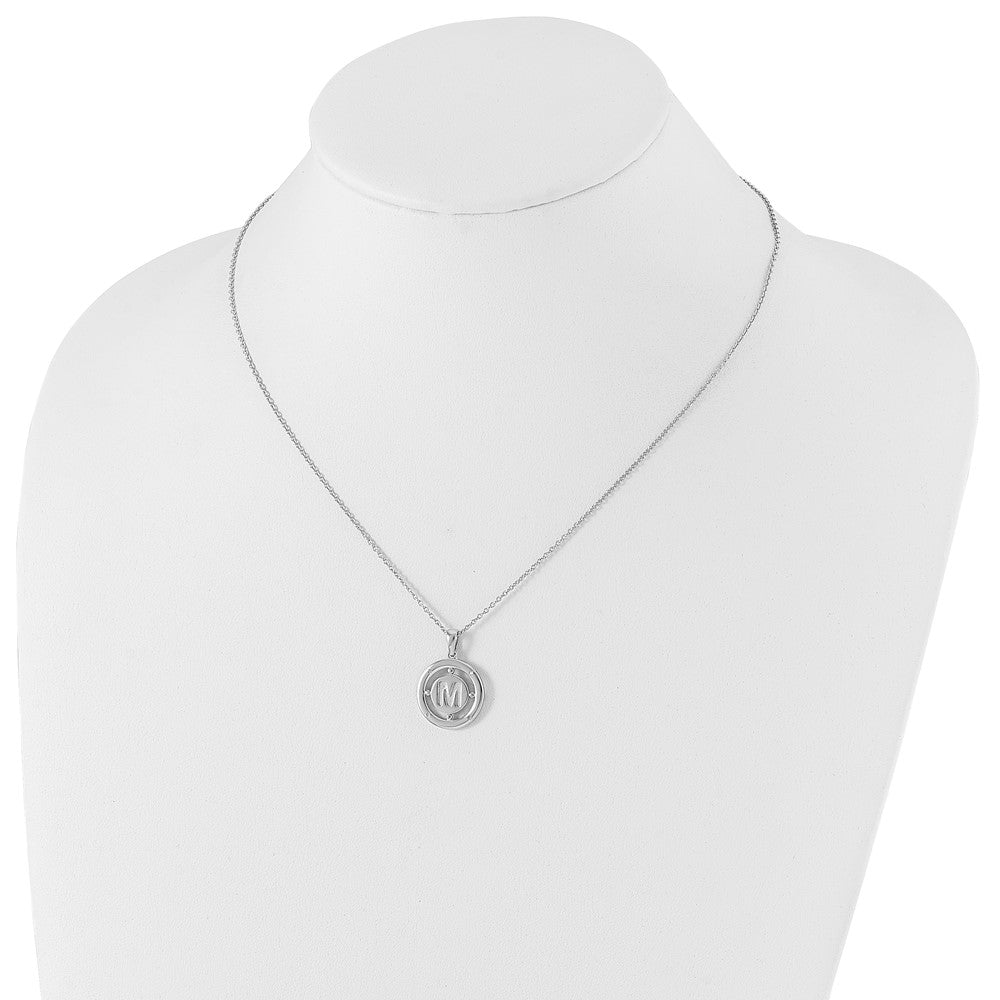 White Ice Sterling Silver Rhodium-plated 18 Inch Diamond Letter M Initial Necklace with 2 Inch Extender 18 Inches