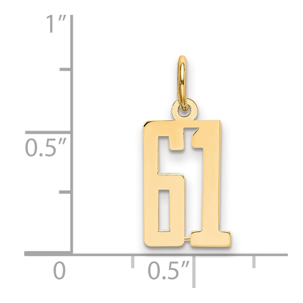 14k Small Elongated Number 61 Charm