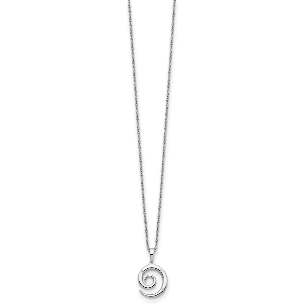White Ice Sterling Silver Rhodium-plated 18 Inch Diamond Swirl Necklace with 2 Inch Extender 18 Inches