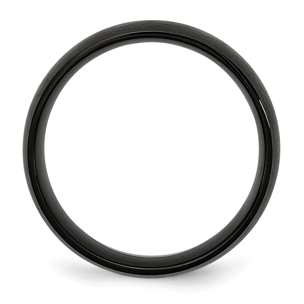 Stainless Steel 8mm Black IP-plated Brushed Band Size - 10.5