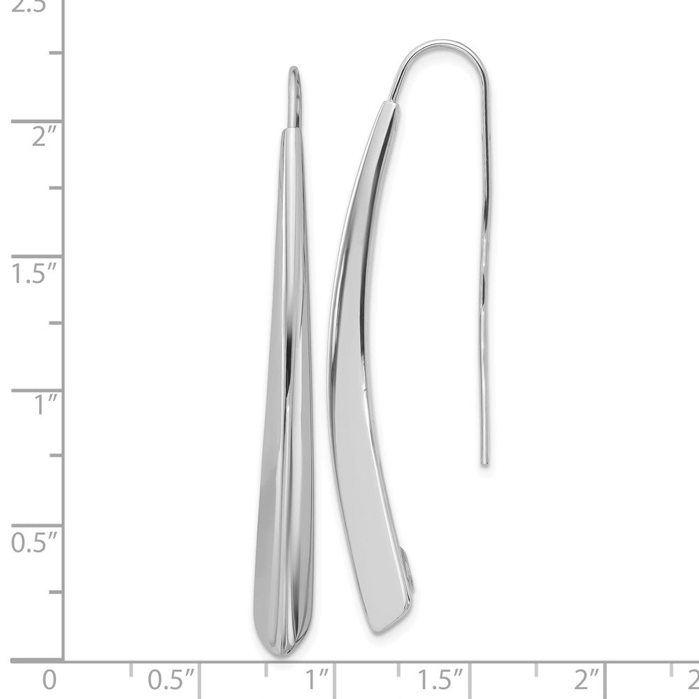 Sterling Silver Rhodium-plate Polished Drop Bar Threader Earrings
