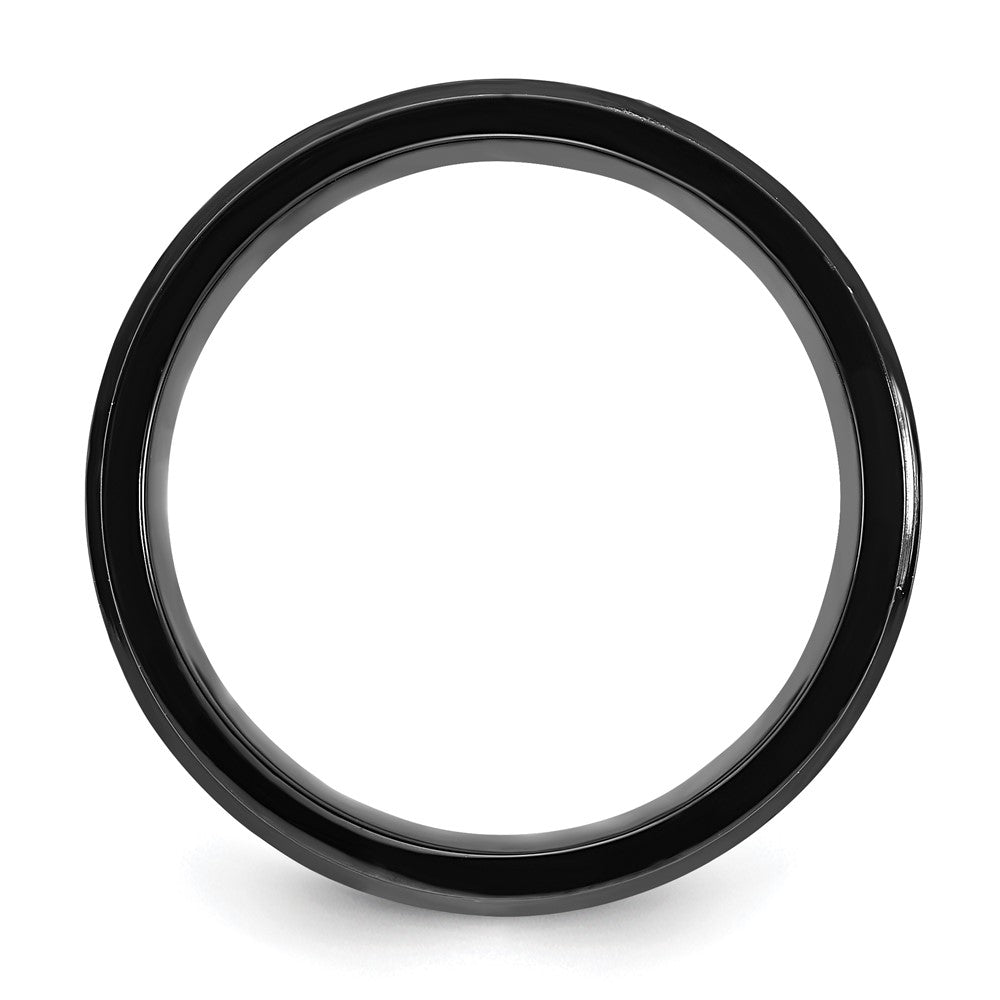 Titanium Black IP-plated Pink Mother of Pearl Inlay 8mm Band Size - 9