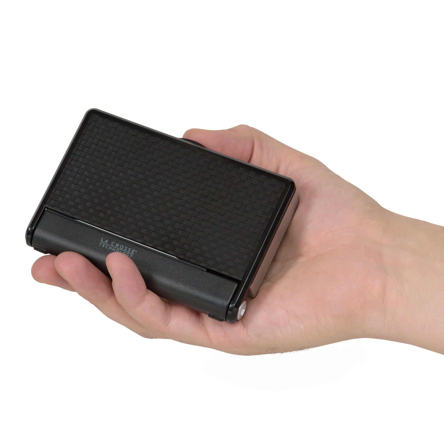 La Crosse Technology 616A-56647-INT Travel Projection Alarm with Fold Out Stand, Black