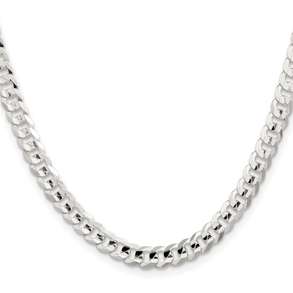 Sterling Silver 5.65mm Concave Beveled Curb Chain 18 Inches
