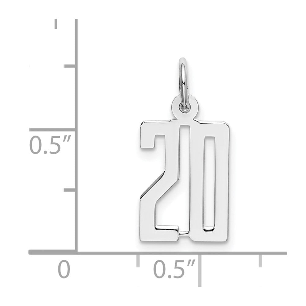 Sterling Silver/Rhodium-plated Elongated Number 20 Charm