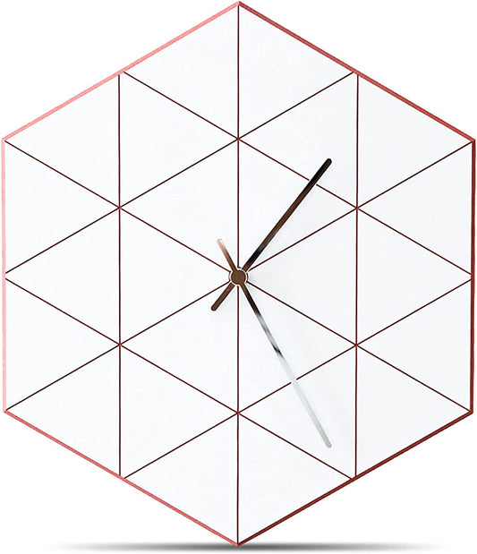Modern Minimalist Geometric Wall Clock (Red)