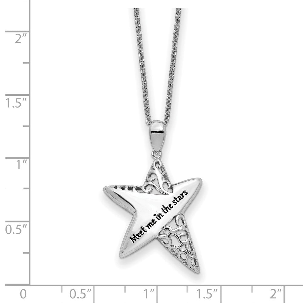 Sentimental Expressions Sterling Silver Rhodium-plated Antiqued Meet Me in the Stars 18 Inch Necklace 18 Inches