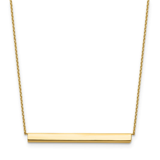 14K Polished with 1in ext. Bar Necklace