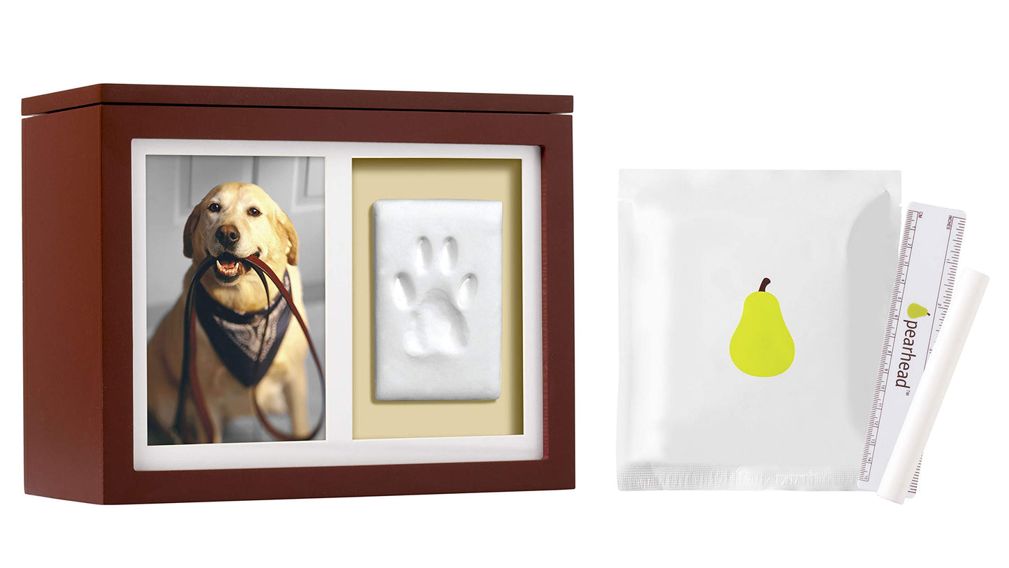 Pearhead Pet Photo Memory Box and Impression Kit for Dog or Cat Paw Print, Espresso