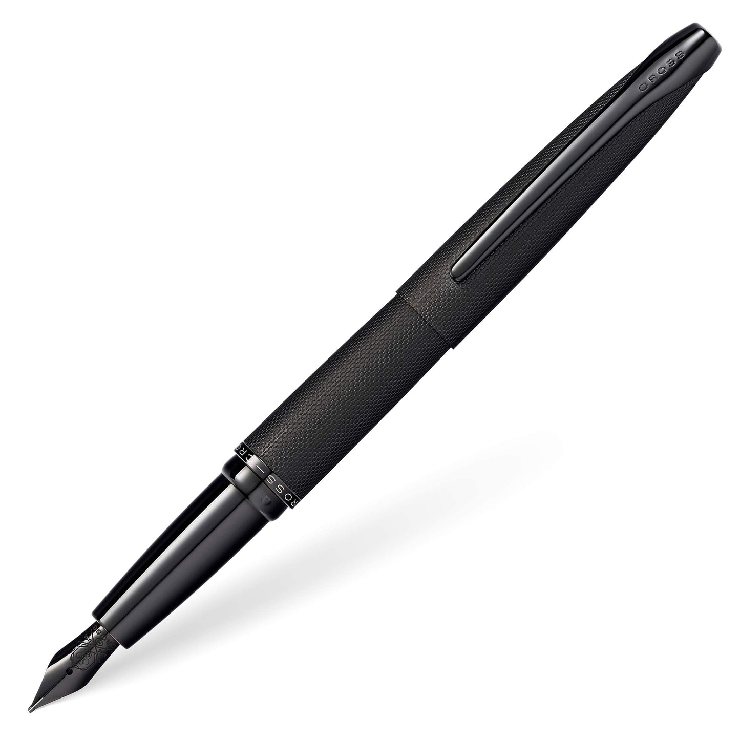 Cross ATX Brushed Metallic Refillable Fountain Pen, Medium Nib, Includes Premium Gift Box - Brushed Black