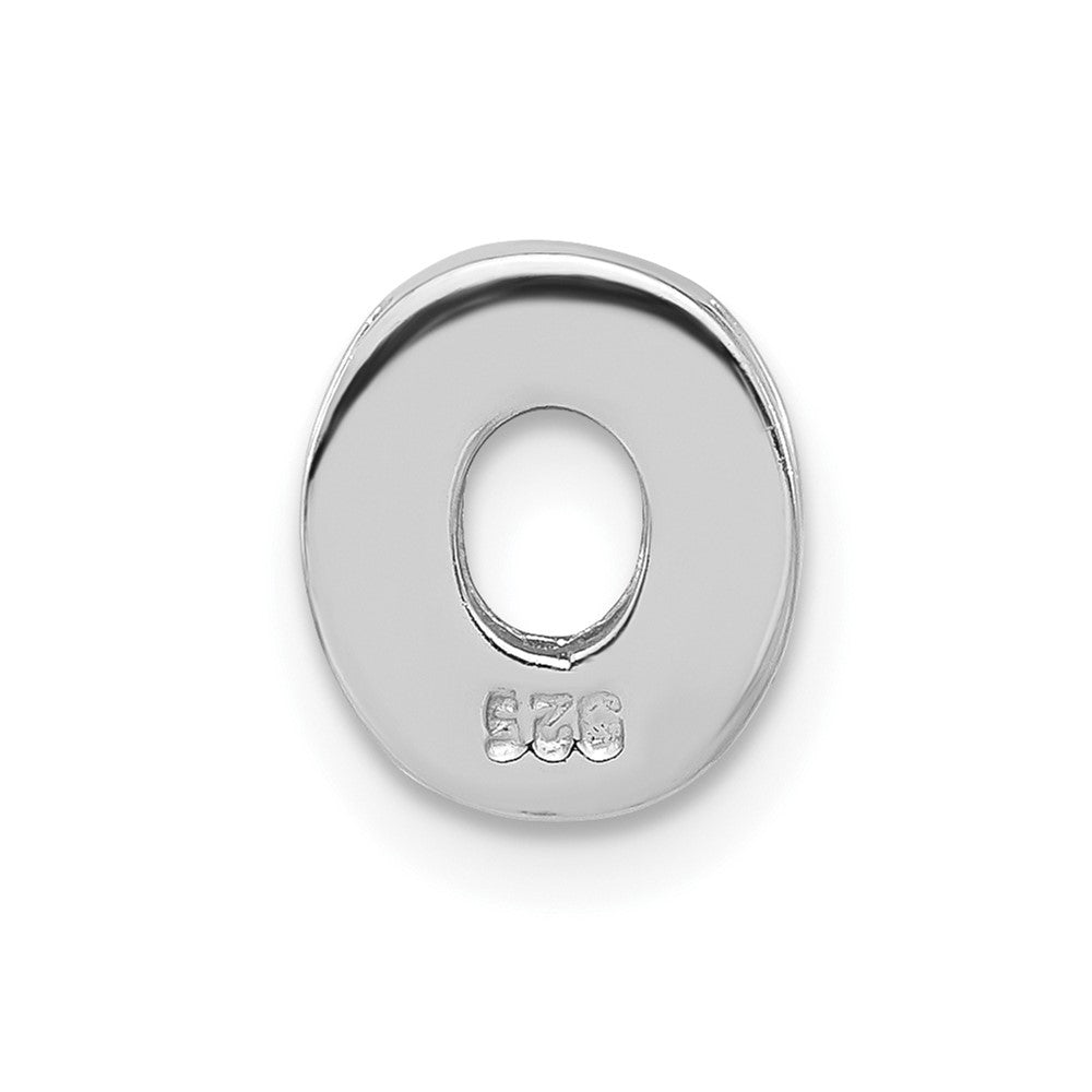 Sterling Silver Polished CZ Initial O Chain Slide Charm