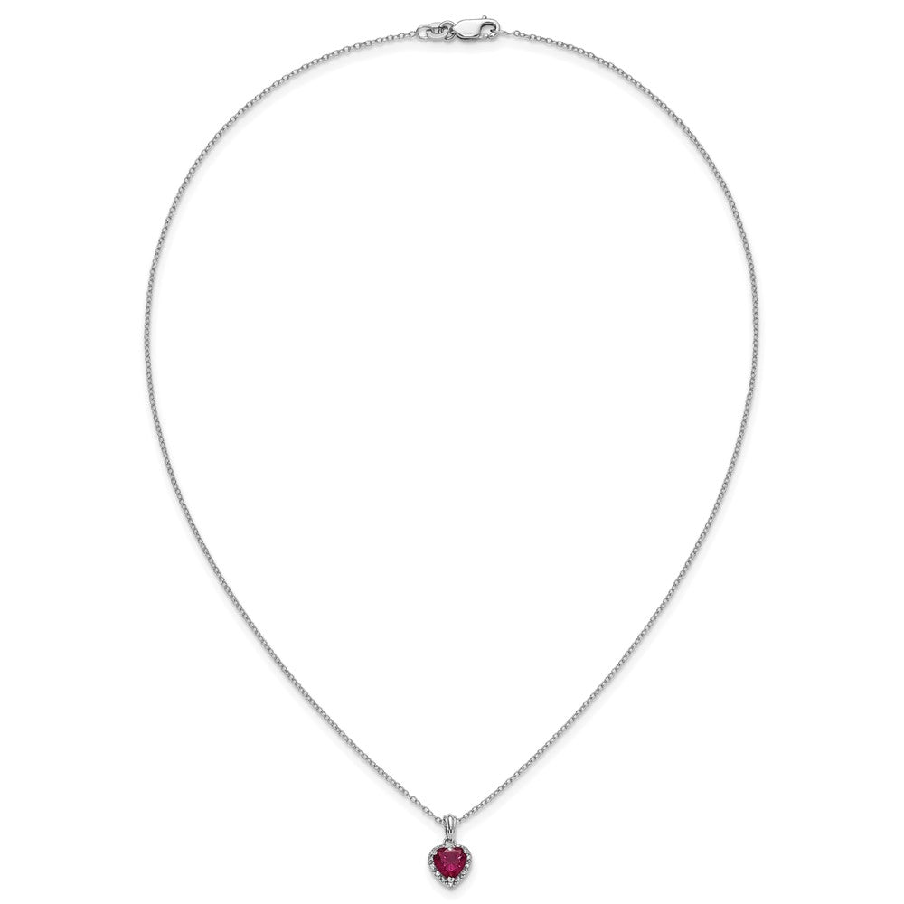 SS Created Ruby & Diamond Pend Necklace