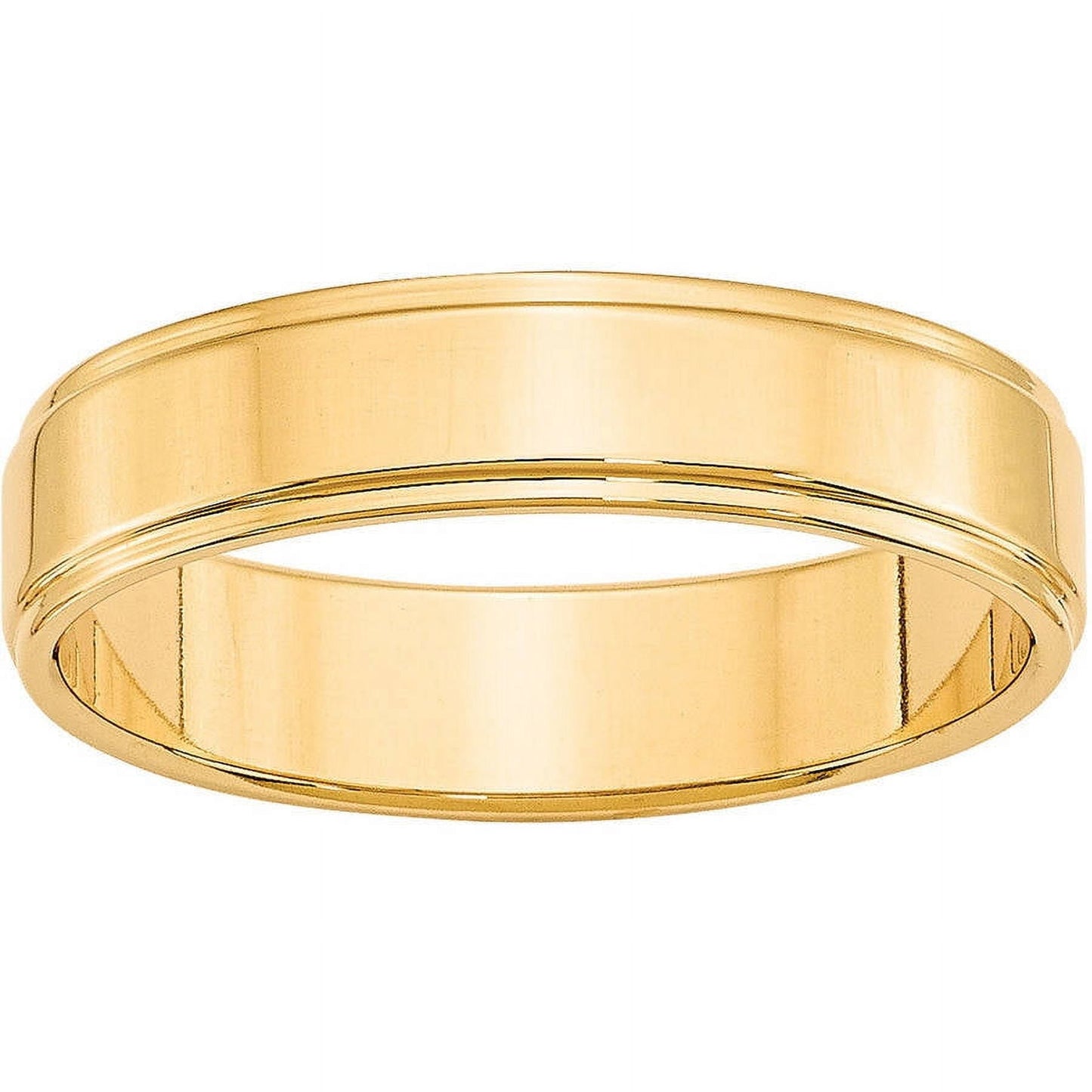 Primal Gold 10 Karat Yellow Gold 5mm Flat with Step Edge Band Size 5.5