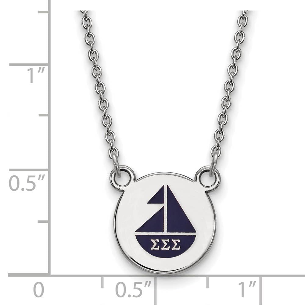 Sterling Silver 18in Official Licensed Greek Sororities Sigma Sigma Sigma (???) XS Enamel Pendant w/Necklace