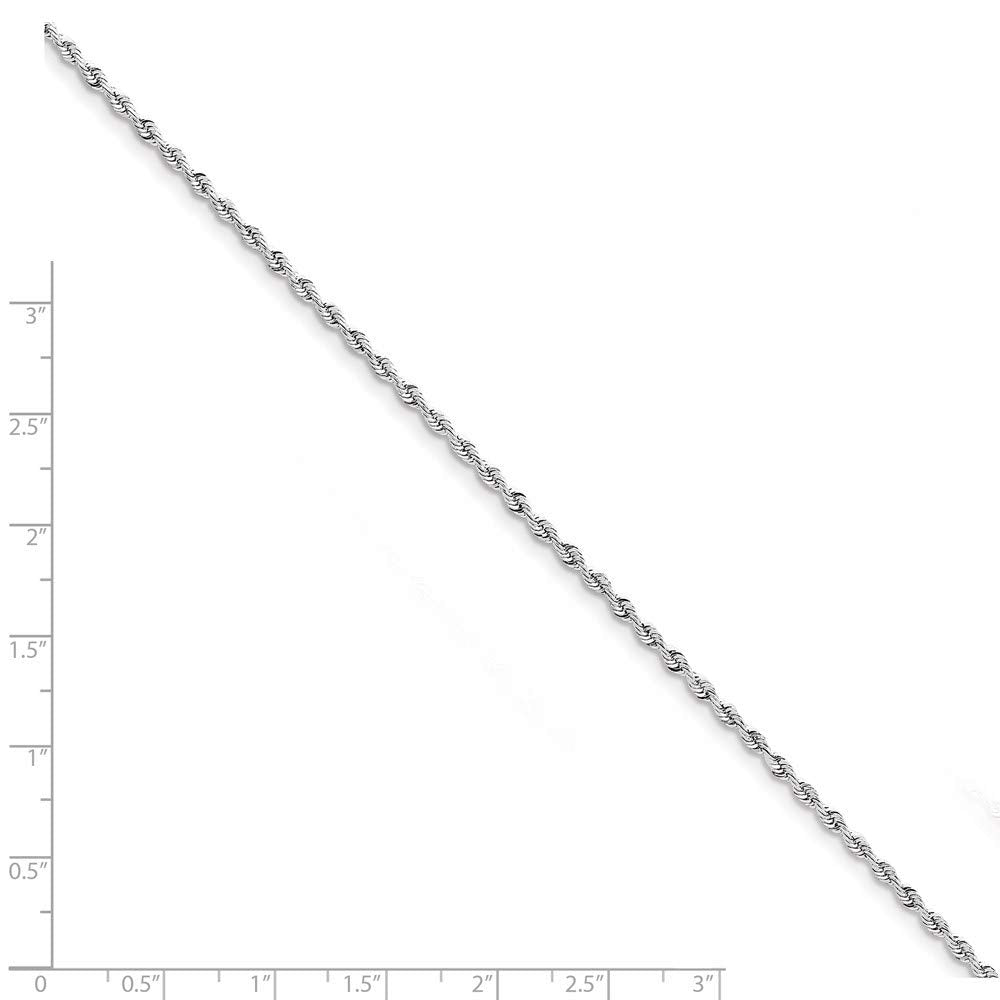 10k White Gold 2.25mm D/C Quadruple Rope Chain Anklet