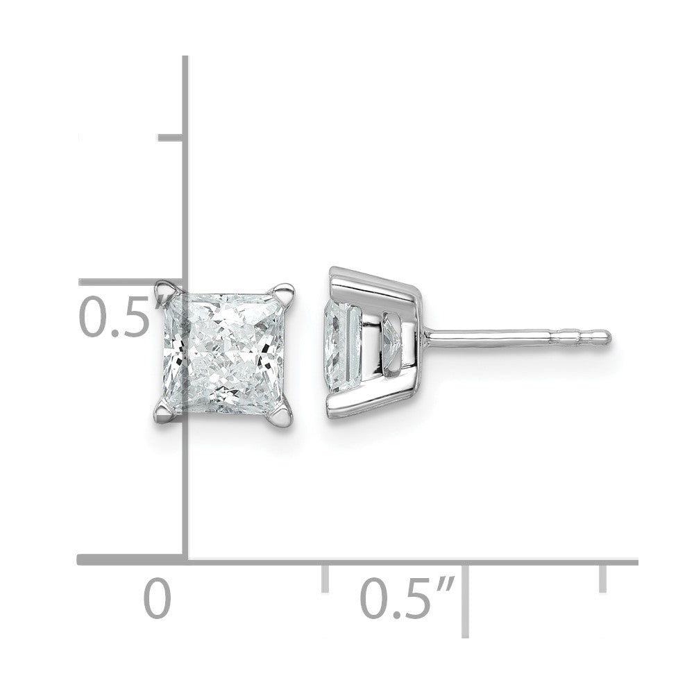 14k White Gold 2 ctw Lab Grown Diamond VS/SI+ G+ Princess 4 Prong Heavy Wt. Stud Earrings